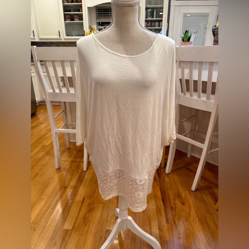 SuperLine white lace trim blouse